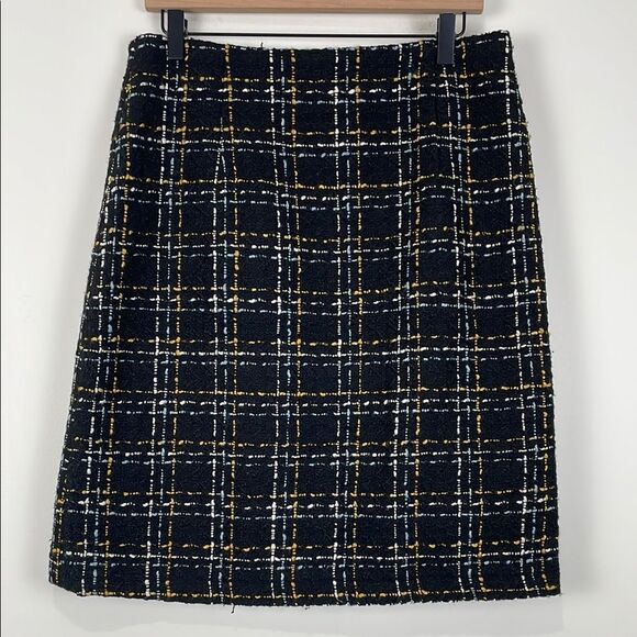 Bagatelle Collection Womens Medium Wool Blend Tweed Pencil Skirt Plaid Black 32” - Picture 1 of 5